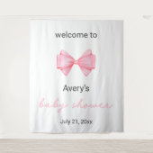 Pink Bow Baby Dusche Wandteppich (Vorderseite)