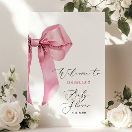 Pink Bow Baby Dusche Willkommen Poster