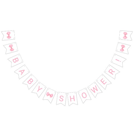 Pink Bow Baby Dusche Wimpelkette (Alle)