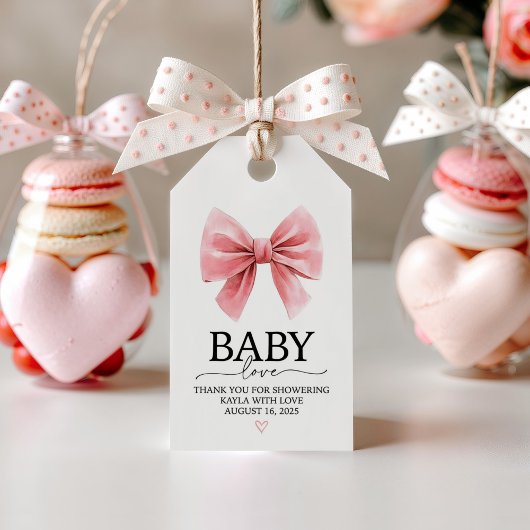 Pink Bow Baby Duschgeschenk Gefallen Tag Geschenkanhänger