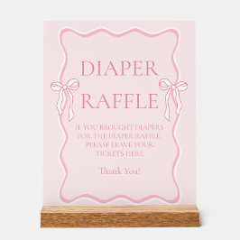 Pink Bow Baby Duschkabine Windeln Raffle Game Acrylschild
