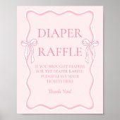 Pink Bow Baby Duschkabine Windeln Raffle Game Poster (Vorne)
