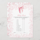 Pink-bow-Baby-Duschspiel Einladung (Vorne/Hinten)