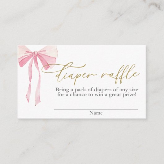 Pink Bow Baby Duwer Girl Diaper Raffel Begleitkarte (Vorderseite)