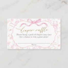 Pink Bow Baby Duwer Girl Diaper Raffel Begleitkarte