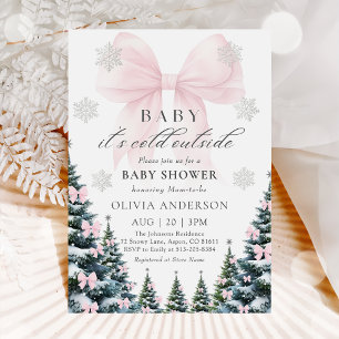 Pink Bow Baby Es ist kalt draußen Baby Shower Einladung