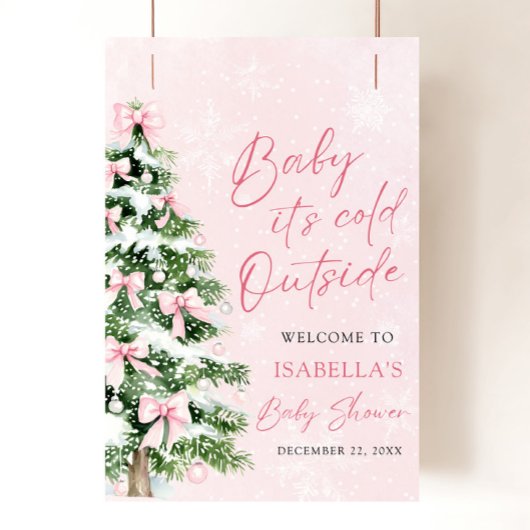 Pink Bow Baby Es ist kalte Außendusche Poster