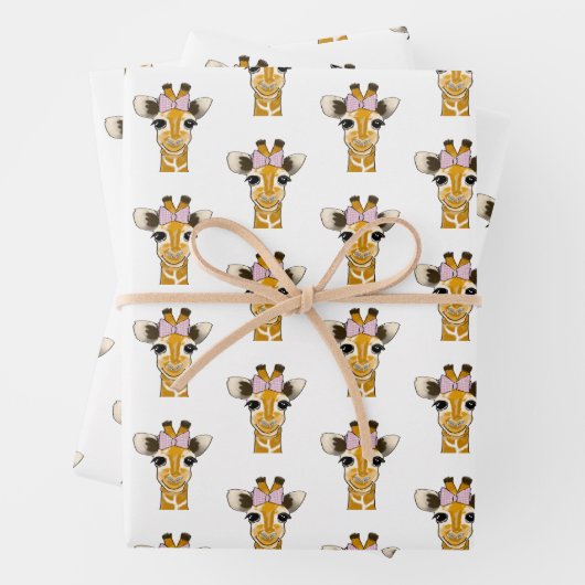 Pink Bow Baby Giraffe Gift Wrap, Wild One Geschenkpapier Set (Beispiel)