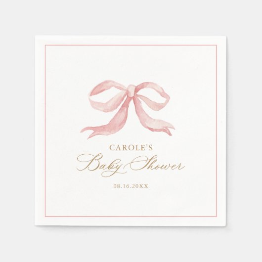 Pink Bow Baby Girl Babydusche Serviette (Vorderseite)