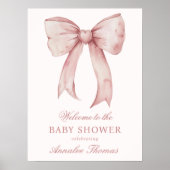 Pink Bow Baby Girl Dusche Begrüßungszeichen Poster (Vorne)