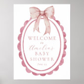 Pink Bow Baby Girl Dusche Begrüßungszeichen Poster (Vorne)