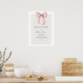 Pink Bow Baby Girl Dusche Begrüßungszeichen Poster (Küche)