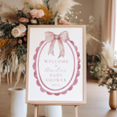 Pink Bow Baby Girl Dusche Begrüßungszeichen Poster