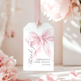 Pink Bow Baby Girl Dusche Danke Geschenkanhänger