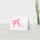 Pink Bow Baby Girl Dusche Dankeskarte (Vorderseite)