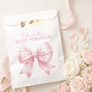 Pink Bow Baby Girl Elegant Baby Shower Geschenktütchen