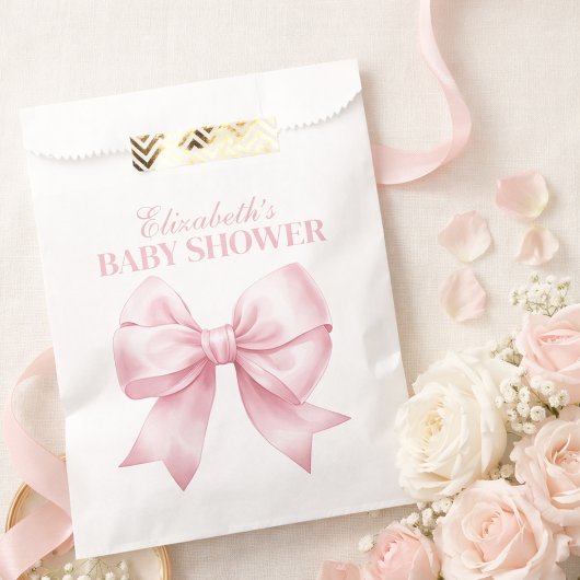 Pink Bow Baby Girl Elegant Baby Shower Geschenktütchen