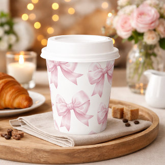 Pink Bow Baby Girl Elegant Baby Shower  Pappbecher