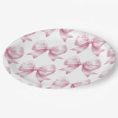 Pink Bow Baby Girl Elegant Baby Shower Pappteller (Schrägansicht)