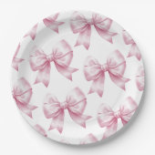 Pink Bow Baby Girl Elegant Baby Shower Pappteller (Vorderseite)
