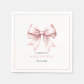 Pink Bow Baby Girl Elegante Babydusche Napkins Serviette (Vorderseite)
