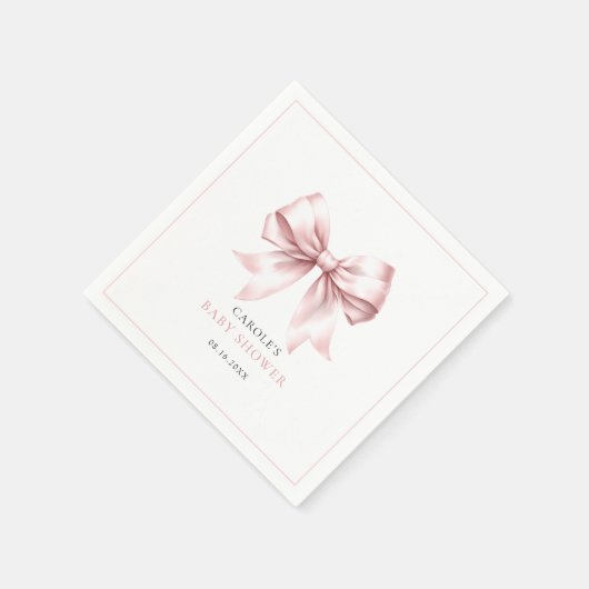 Pink Bow Baby Girl Elegante Babydusche Napkins Serviette (Ecke)