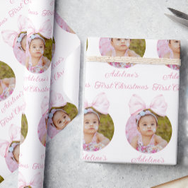 Pink Bow Baby Girl Foto Wrapping Paper Geschenkpapier