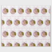 Pink Bow Baby Girl Foto Wrapping Paper Geschenkpapier (Flach)