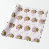 Pink Bow Baby Girl Foto Wrapping Paper Geschenkpapier (Ungerollt)