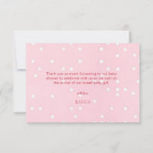 Pink Bow Baby Girl with Polka Dot Dankeskarte (Rückseite)