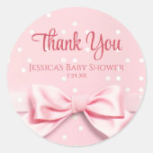 Pink Bow Baby Girl with Polka Dot Runder Aufkleber (Vorderseite)