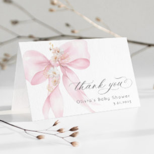 Pink Bow Baby in Bloom Baby Dusche Danke Karte