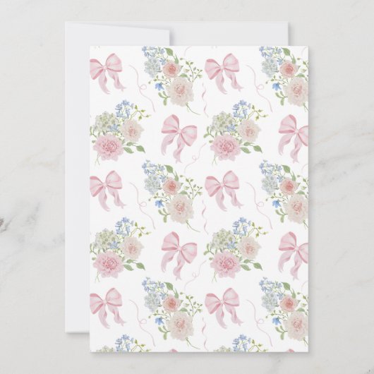 Pink Bow Baby in Bloom Baby Dusche Einladung (Rückseite)