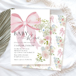 Pink Bow Baby in Bloom Baby Dusche Einladung