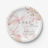 Pink Bow Baby in Bloom Baby Dusche Papierplatte Pappteller (Vorderseite)