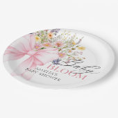 Pink Bow Baby in Bloom Baby Dusche Pappteller (Schrägansicht)