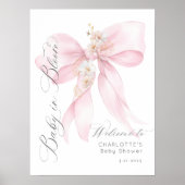 Pink Bow Baby in Bloom Baby Dusche Willkommen Poster (Vorne)