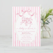 Pink Bow Baby in Bloom Baby Shower Invitation Einladung (Stehend Vorderseite)