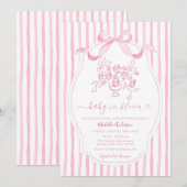 Pink Bow Baby in Bloom Baby Shower Invitation Einladung (Vorne/Hinten)