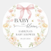 Pink Bow Baby In Bloom Baby Shower Sticker (Vorderseite)