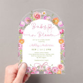 Pink Bow Baby in Bloom Floral Girl Babydusche Acryleinladungen (Insitu (Handheld))