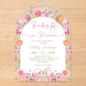 Pink Bow Baby in Bloom Floral Girl Babydusche Acryleinladungen (Vorderseite)