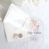 Pink Bow Baby in Bloom Floral Girl Babydusche Acryleinladungen