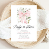 Pink Bow Baby in Bloom Floral Girl Babydusche Einladung