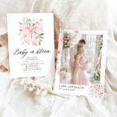 Pink Bow Baby in Bloom Floral Girl Babydusche Einladung