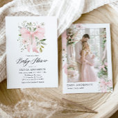 Pink Bow Baby in Bloom Floral Girl Babydusche Einladung