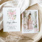 Pink Bow Baby in Bloom Floral Girl Babydusche Einladung