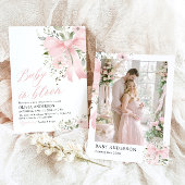 Pink Bow Baby in Bloom Floral Girl Babydusche Einladung