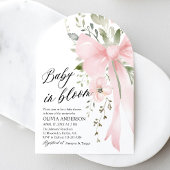 Pink Bow Baby in Bloom Floral Girl Babydusche Einladung