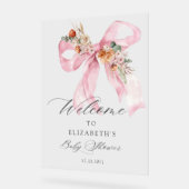 Pink Bow Baby in Bloom Girl Baby Shower Welcome Acrylschild (Winkel)